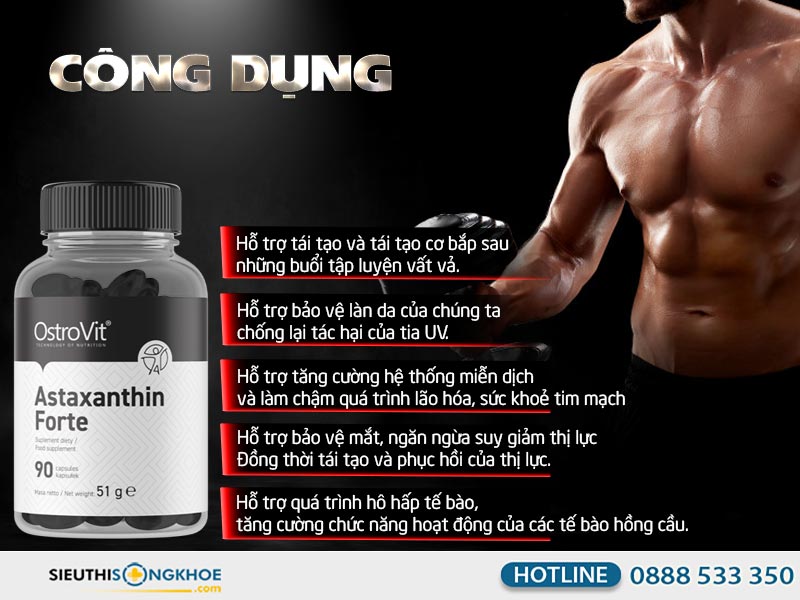 công dụng viên uống ostrovit astaxanthin forte