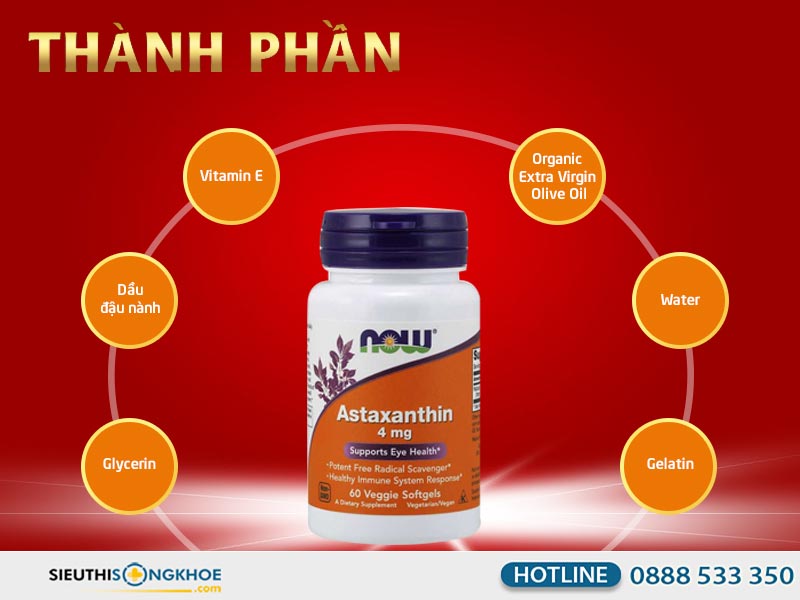 thành phần viên uống now astaxanthin