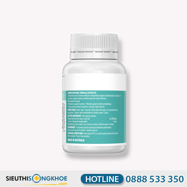 Ginkgo Biloba 2000 - Viên Uống Hỗ Trợ Cải Thiện Trí Nhớ & Nhận Thức Não Bộ