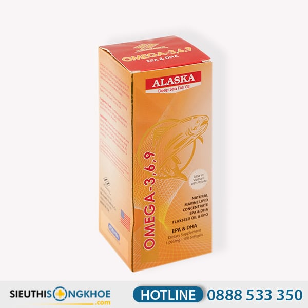 Alaska Deep Sea Fish Oil Omega 3 6 9 Hỗ Trợ Cải Thiện Não Bộ, Thị Lực & Tim Mạch Hộp 100 Viên