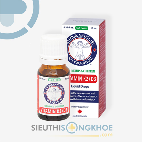 Bioamicus Vitamin K2D3 Hỗ Trợ Thúc Đẩy Trẻ Phát Triển Chiều Cao Chai 10ml