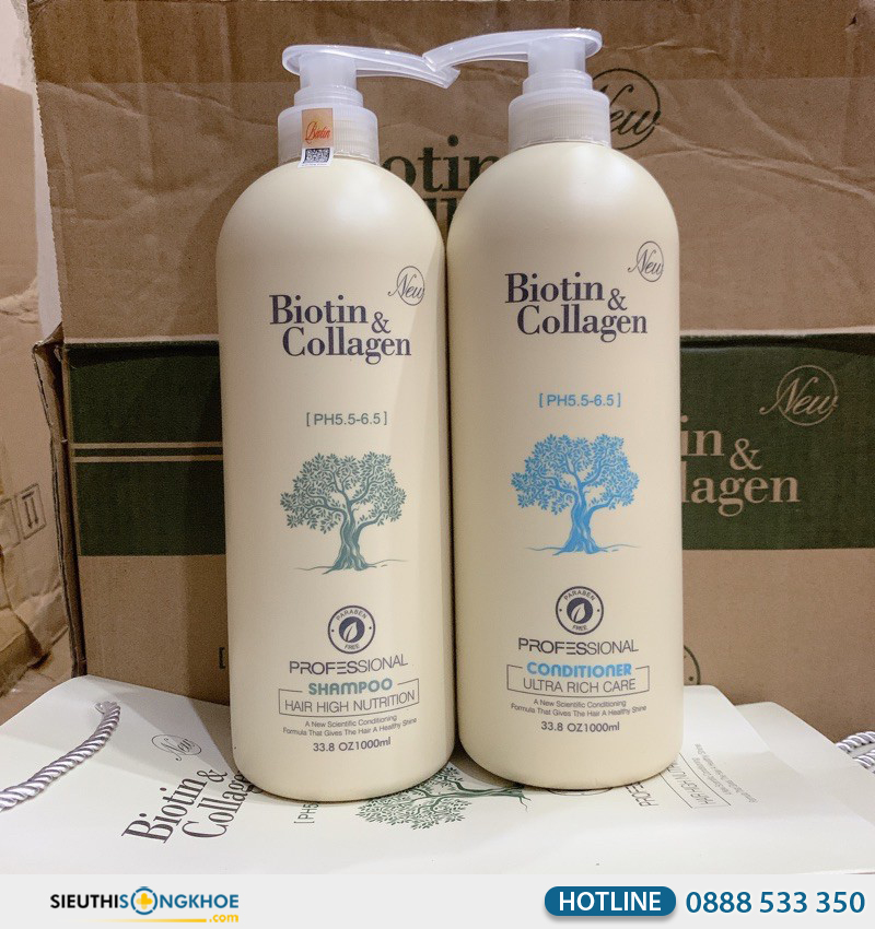 bộ dầu gội xả biotin collgagen yuiluim