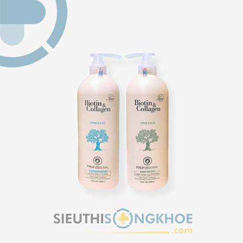 Bộ Dầu Gội Xả Biotin Collagen Yuiluim - Sản Phẩm Hỗ Trợ Giảm Rụng & Dưỡng Tóc Dày Bồng Bềnh