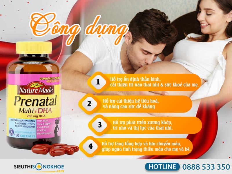 công dụng của nature made prenatal multi dha