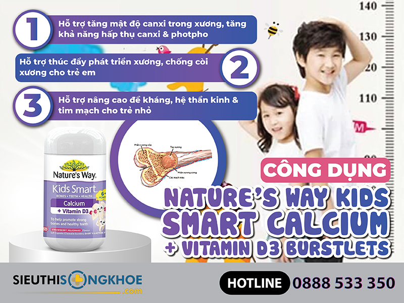 công dụng của nature's way kids smart calcium + vitamin d3 burstlets