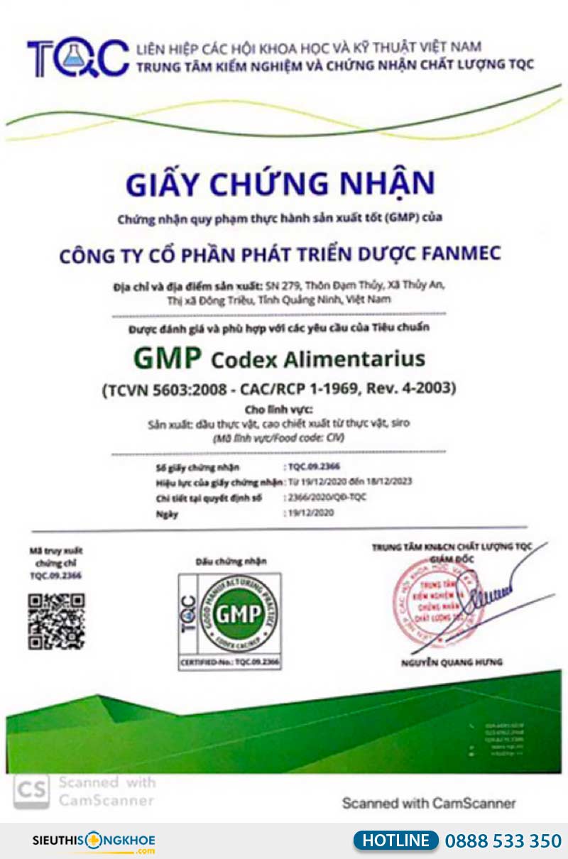 giấy chứng nhận dầu húng chanh lên men dr. maya gold