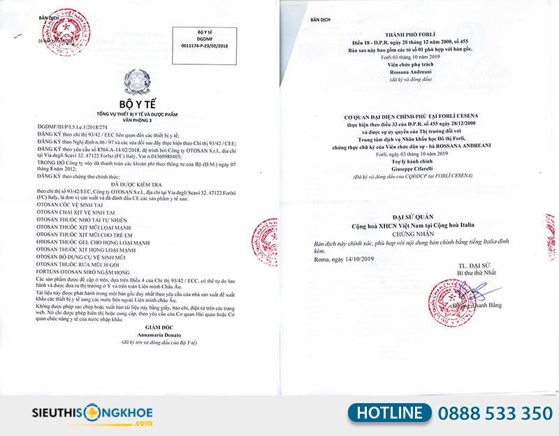 giấy chứng nhận siro ho fortuss otosan