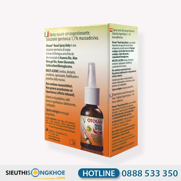 Otosan Nasal Spray Baby Hỗ Trợ Làm Sạch & Giảm Nghẹt Mũi Trẻ Em Lọ 30ml