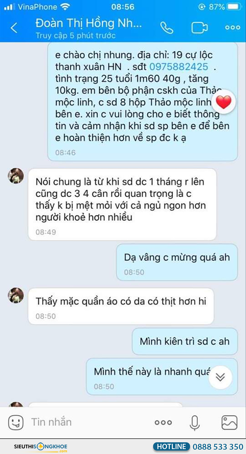 phản hồi khách hàng về viên uống thảo mộc linh