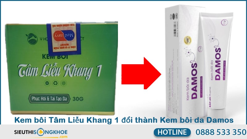 tâm liễu khang 1 đổi thành kem bôi da damos