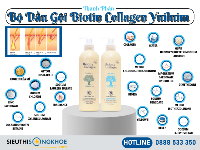 thành phần của bộ dầu gội xả biotin collgagen yuiluim
