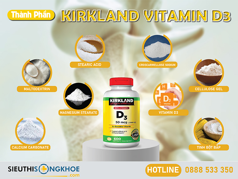 thành phần của kirkland d3 50mcg 2000iu