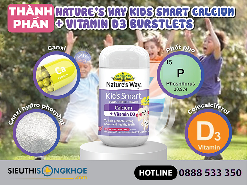 thành phần của nature's way kids smart calcium + vitamin d3 burstlets