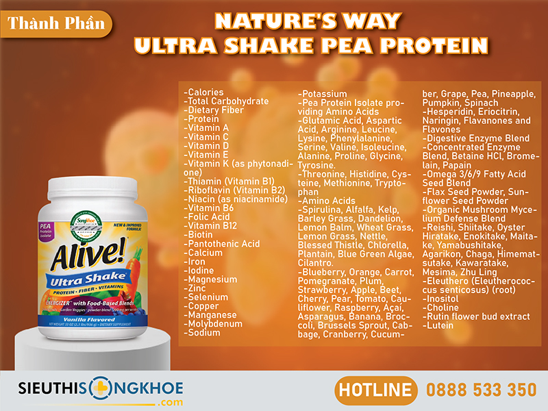 thành phần của nature's way ultra shake pea protein