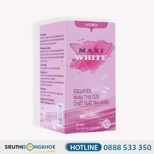 Hauora Maxi White - Viên Uống Hỗ Trợ Nuôi Dưỡng Làn Da Trắng Hồng Đều Màu