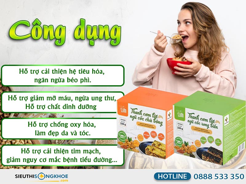 công dụng của thanh cơm lứt ngũ cốc herbslim