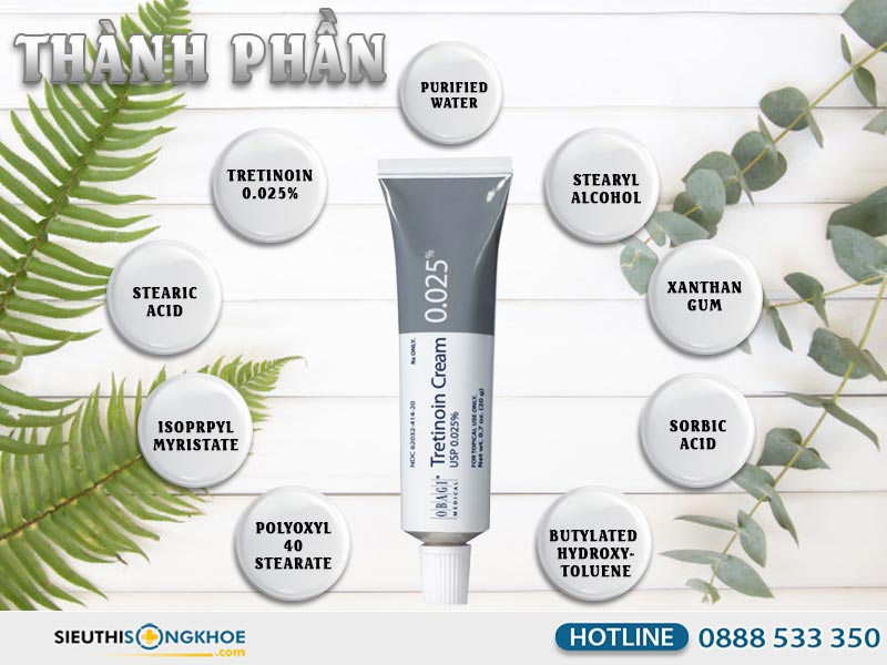 thành phần của obagi tretinoin cream 0.025%