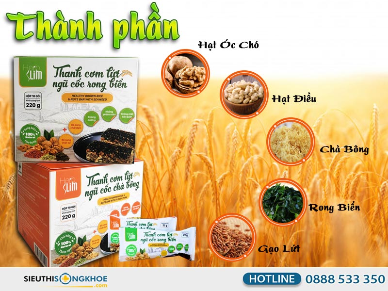thành phần của thanh cơm lứt ngũ cốc herbslim