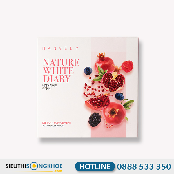 Hanvely Nature White Diary - Viên Uống Hỗ Trợ Cải Thiện Thâm Sạm & Dưỡng Sáng Da