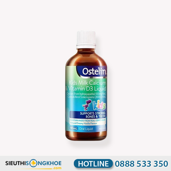 Ostelin Kids Milk Calcium & Vitamin D3 Liquid - Sản Phẩm Hỗ Trợ Phát Triển Não Bộ & Chiều Cao Cho Trẻ