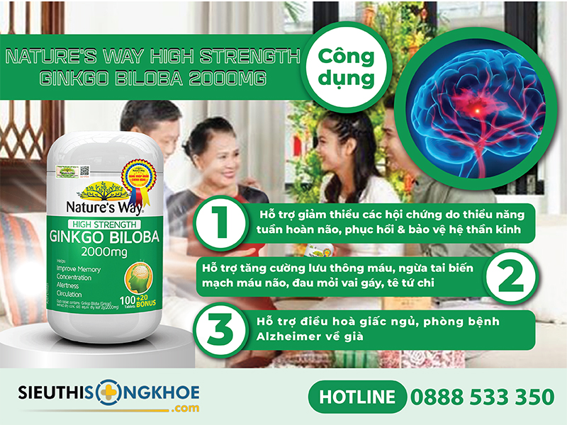 công dụng của nature's way high strength ginkgo biloba 2000mg