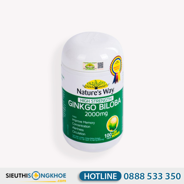 Nature's Way High Strength Ginkgo Biloba 2000mg - Viên Uống Hỗ Trợ Phòng Chống Tai Biến & Cải Thiện Trí Não