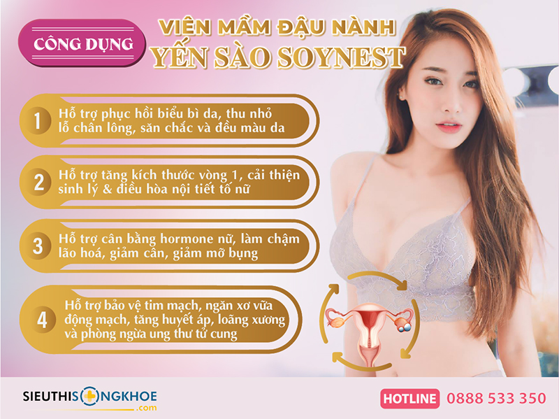 công dụng của viên mầm đậu nành yến sào soynest