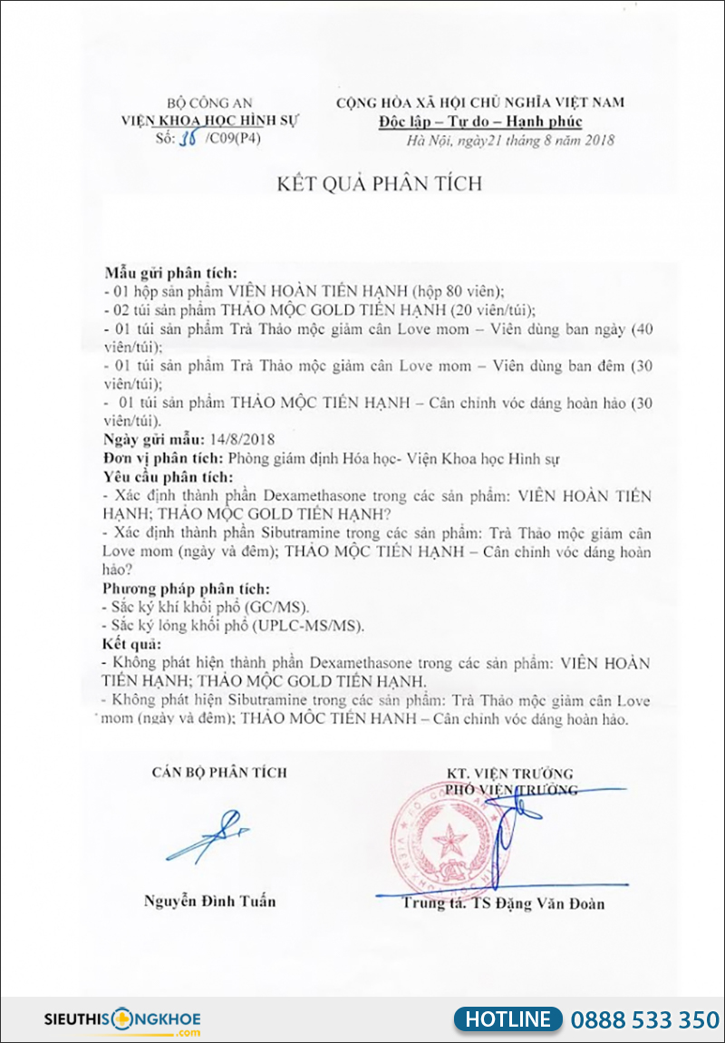 giấy phân tích của thảo mộc tiến hạnh