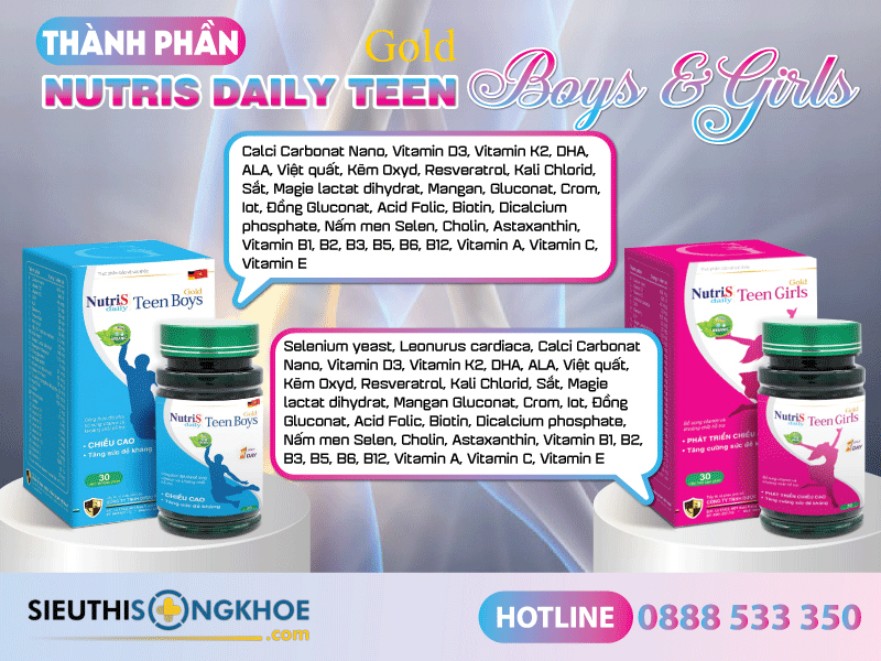 thành phần của nutris daily teen gold