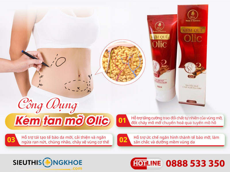 công dụng của kem tan mỡ olic