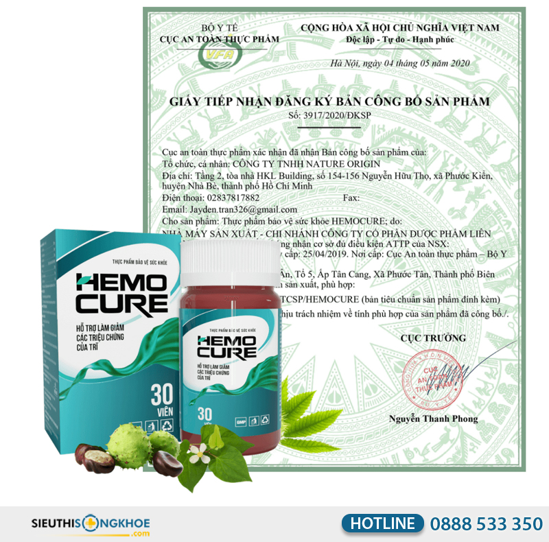 giấy công bố sản phẩm hemocure