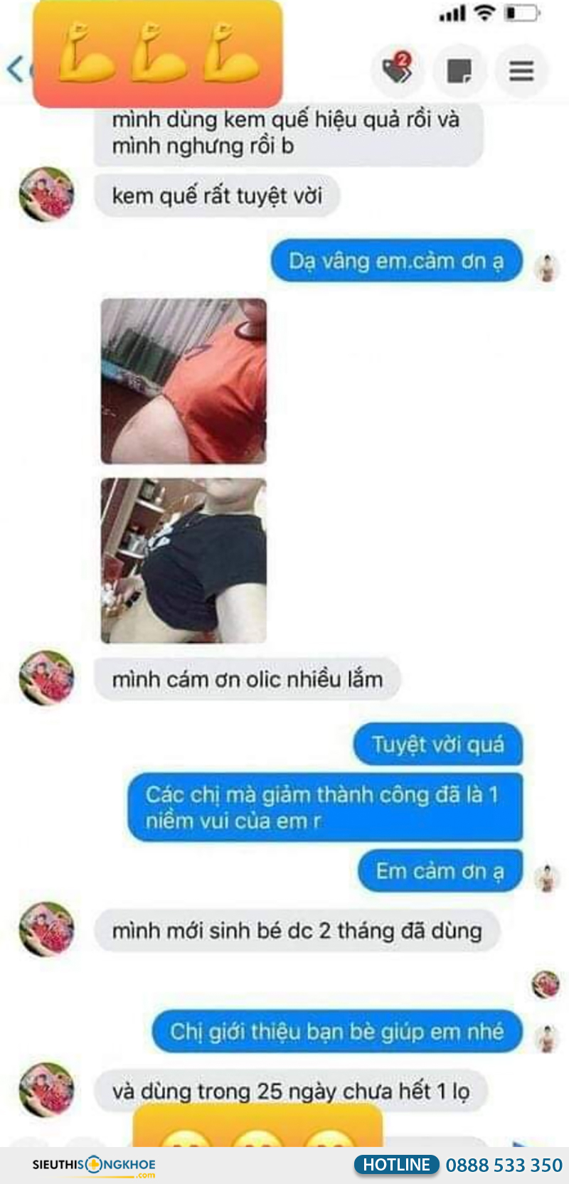 phản hồi khách hàng về kem tan mỡ olic