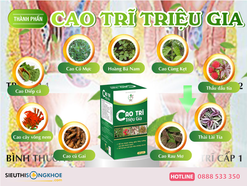 thành phần của cao trĩ triệu gia
