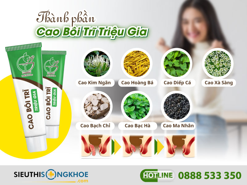 thành phần của kem bôi trĩ triệu gia