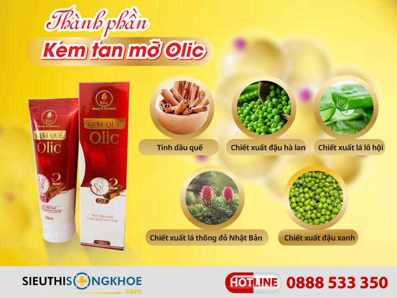 thành phần của kem tan mỡ olic