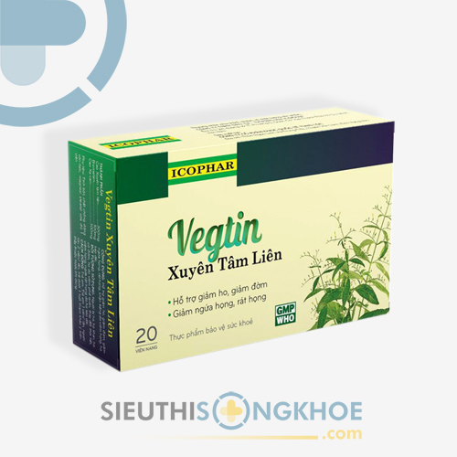 Vegtin Xuyên Tâm Liên - Viên Uống Hỗ Trợ Giảm Viêm Họng & Ho Khan Ho Đờm