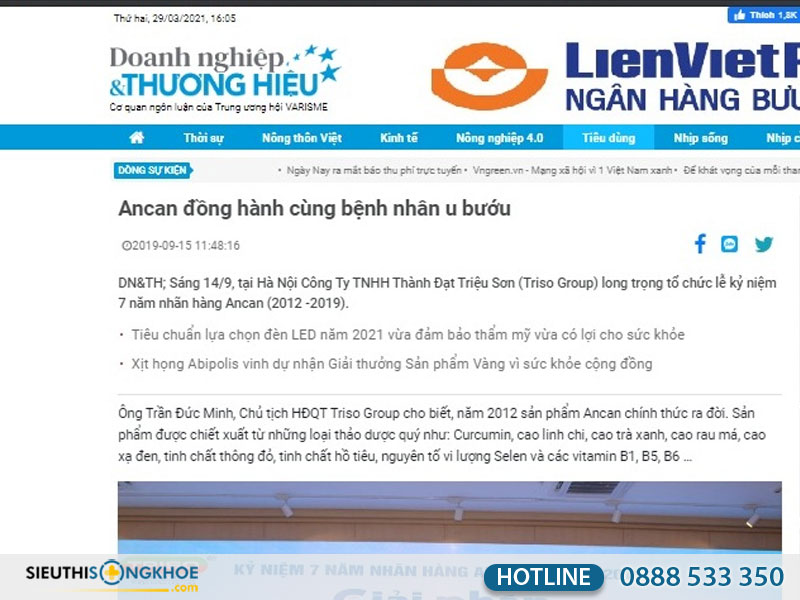 báo chí đưa tin về sản phẩm ancan