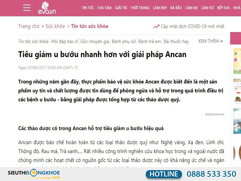 báo chí đưa tin về sản phẩm ancan
