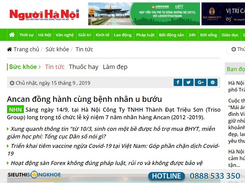 báo chí đưa tin về sản phẩm ancan