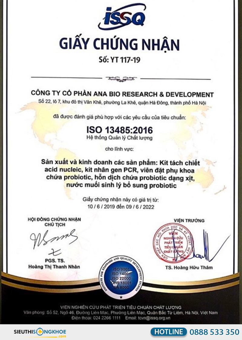 giấy chứng nhận của livespo navax