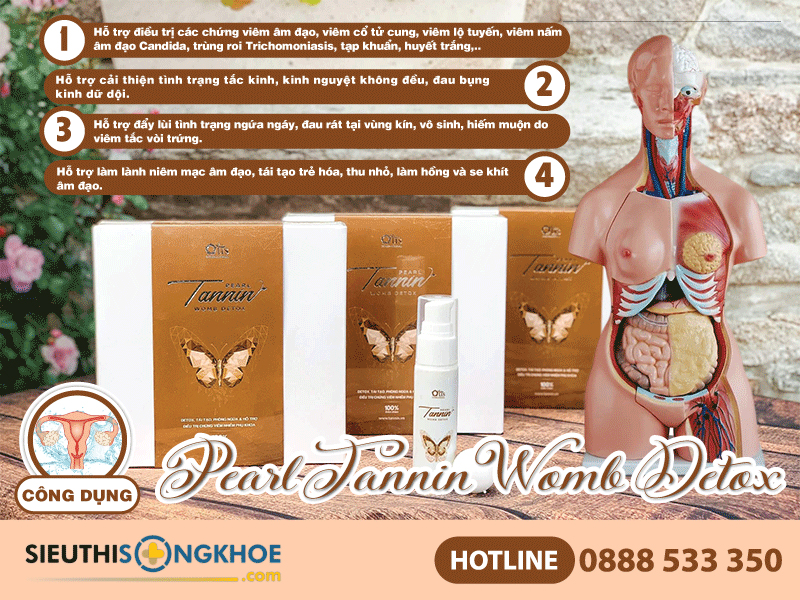 công dụng pearl tannin womb detox