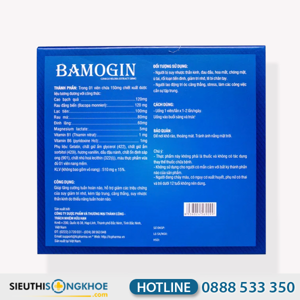 Bamogin - Viên Uống Hỗ Trợ Tăng Tuần Hoàn Máu Não