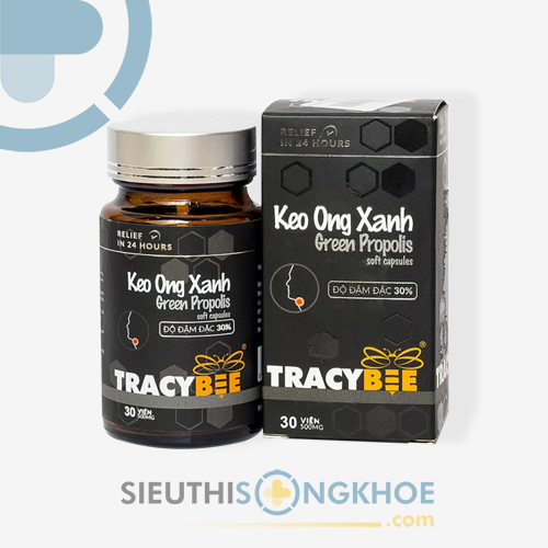 Keo Ong Xanh Tracybee Green Propolis - Viên Uống Hỗ Trợ Giảm Đau Rát Viêm Họng