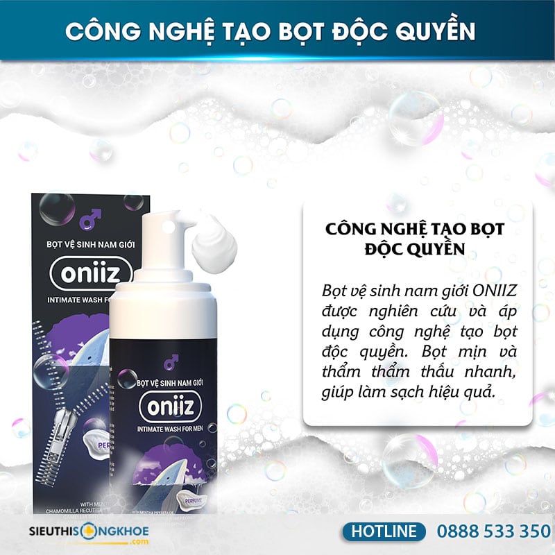 dung dịch vệ sinh nam dạng bọt onizz