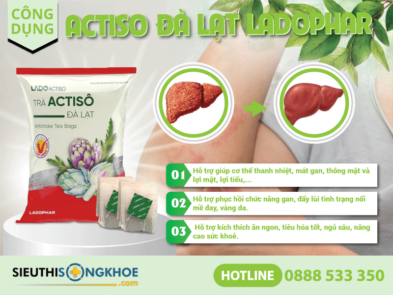 công dụng trà actiso đà lạt ladophar