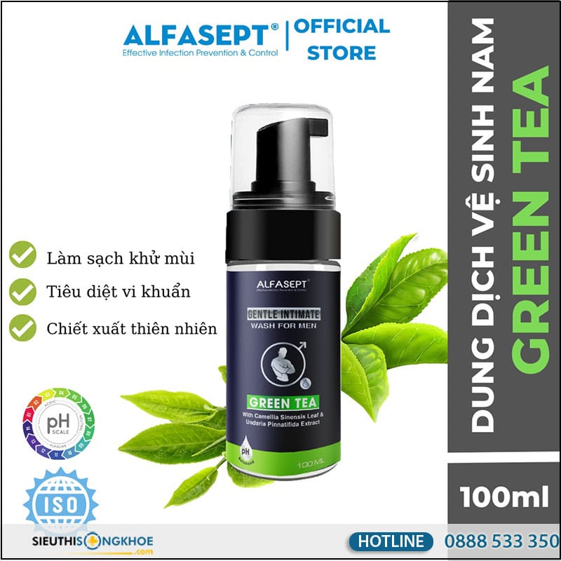 dung dịch vệ sinh nam alfasept green tea