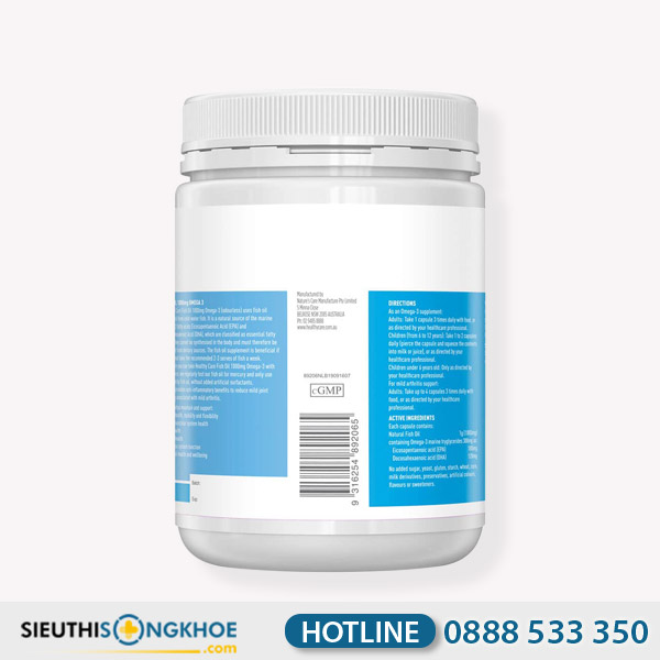 Healthy Care Fish Oil 1000mg Omega 3 Viên Uống Hỗ Trợ Cung Cấp Omega 3