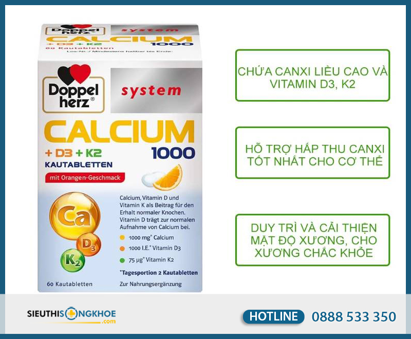 công dụng của Doppelherz Calcium D3 + K2 Có Tốt Không