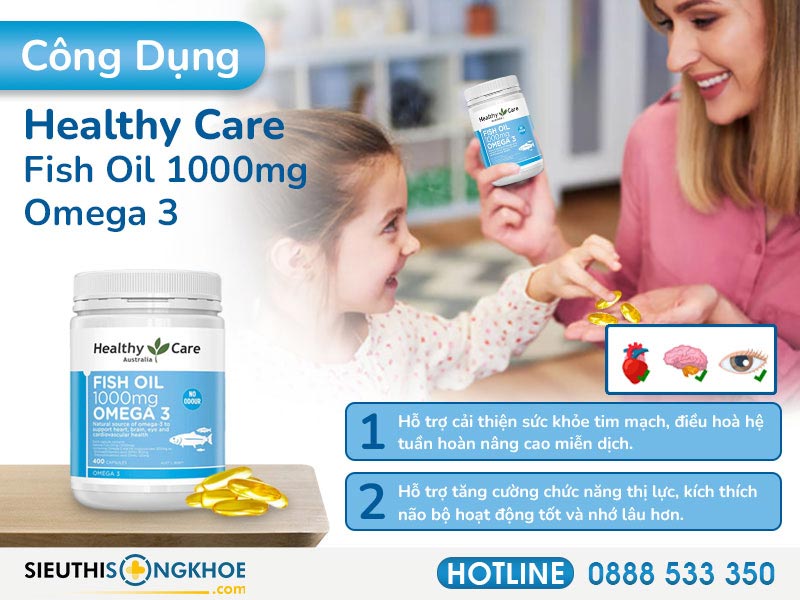 công dụng của healthy care fish oil 1000mg omega 3