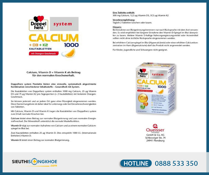 nguồn gốc Doppelherz Calcium D3 + K2 Có Tốt Không